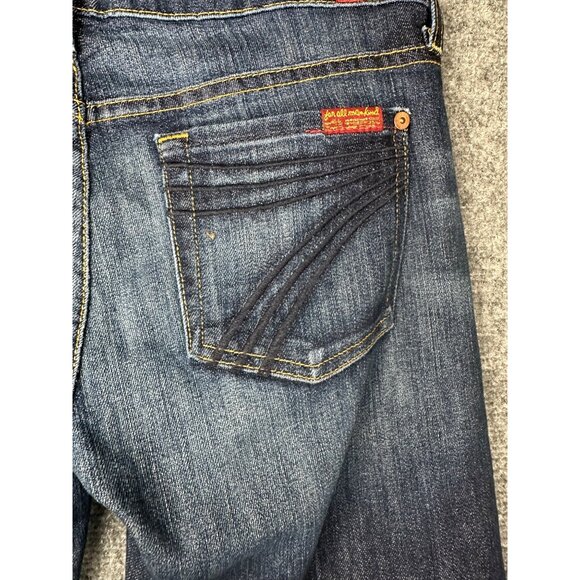 7 For All Mankind Dojo Womens Jeans Size 26x32 Low Rise Flare Stretch Boho - Picture 8 of 10